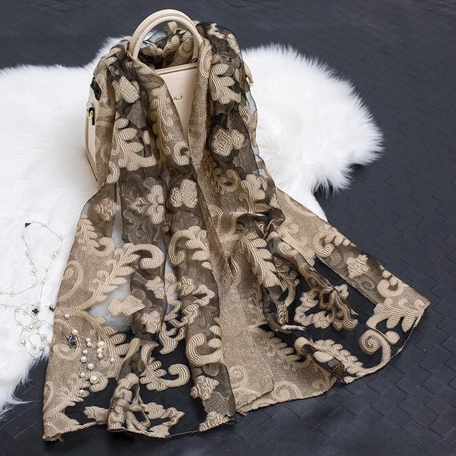 Cut Flowers Hollow Silk Scarf Simulation Silk Scarf