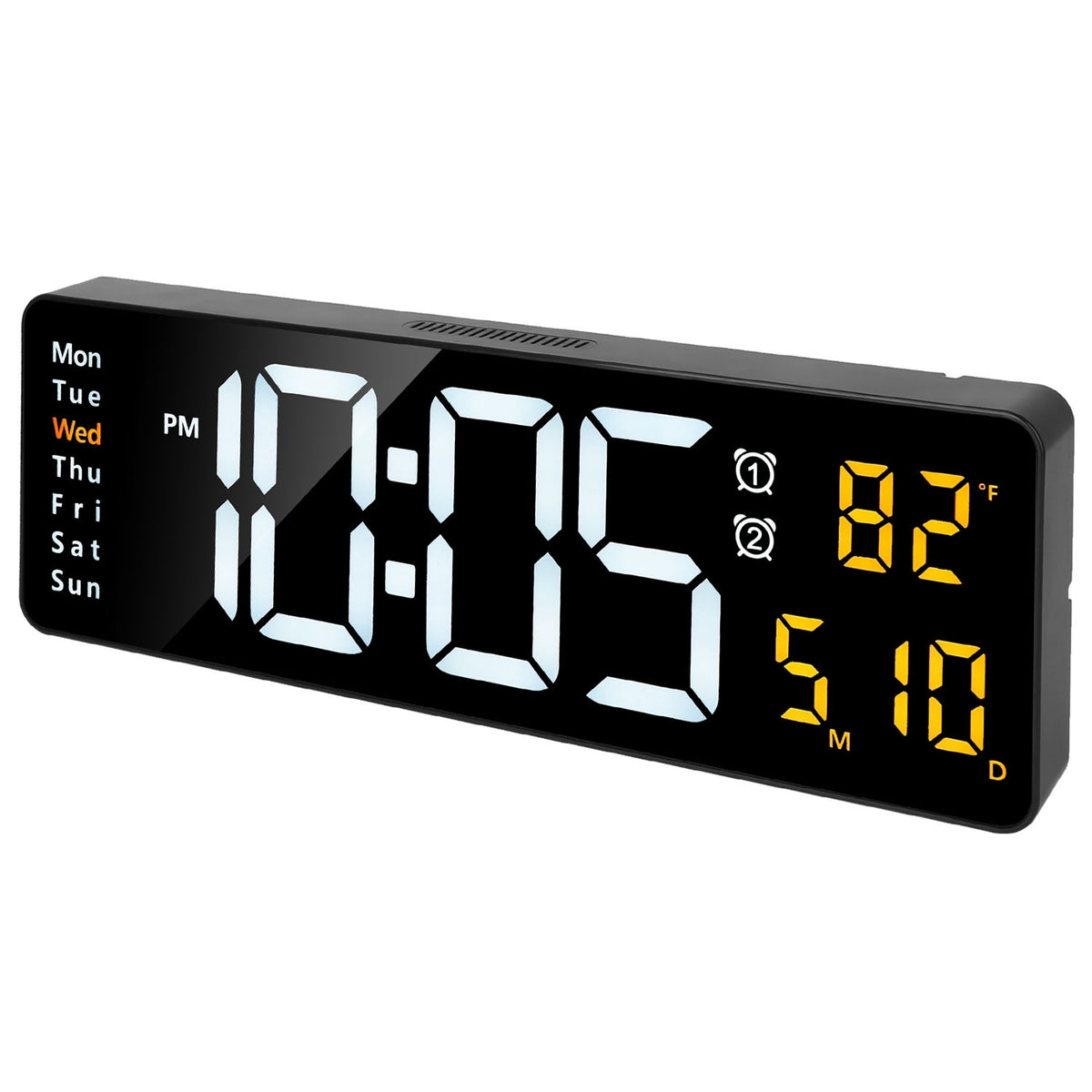 15.7in LED Digital Wall Clock With Remote Control 10 Level Brightness 3 Alarm Settings 12-24Hr Format Timing Countdown Temperature Calendar Display Decorative Clock For Office Home