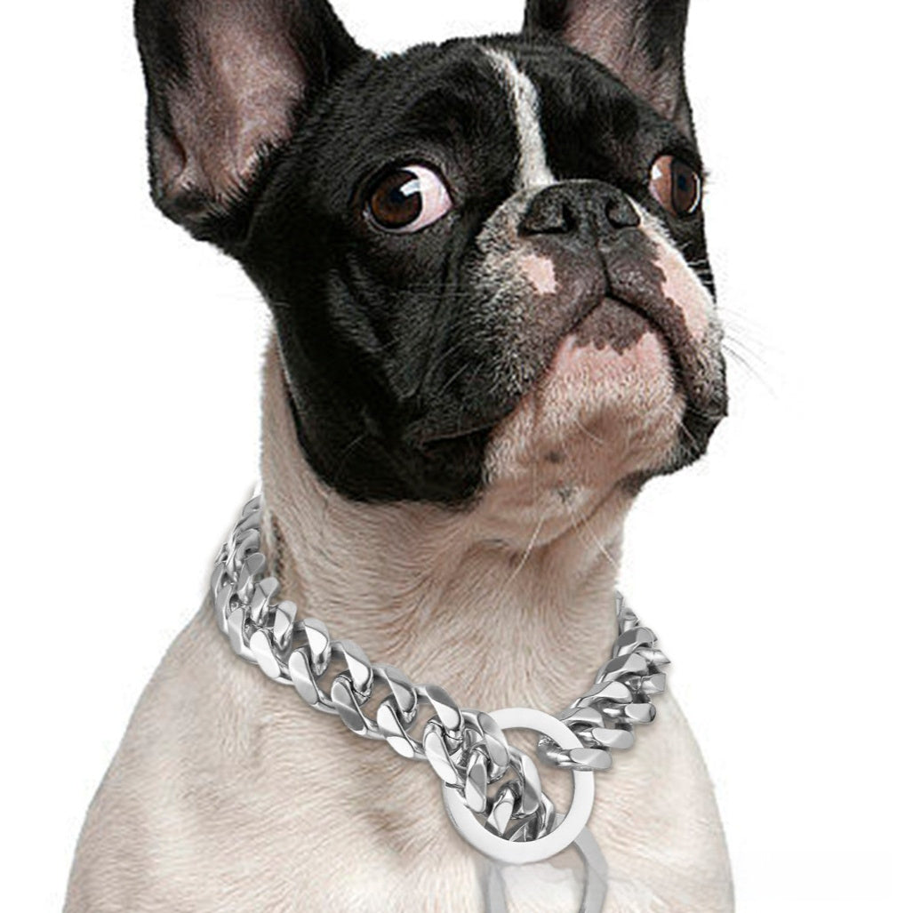 Titanium Steel Metal Hip Hop Pet 15mm Gold Stainless Steel Dog Leash