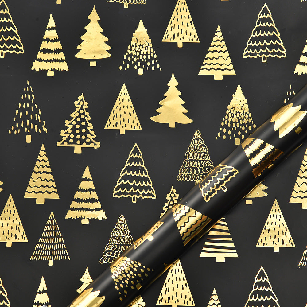 Vintage Black Gold Elk Snowflake Christmas Tree Wrapping Paper