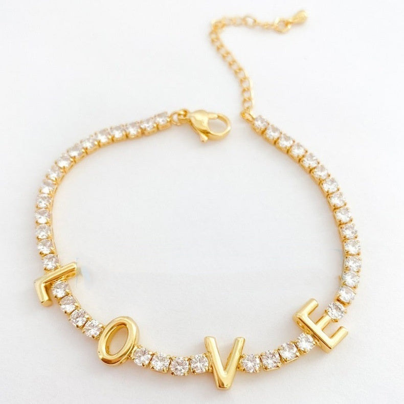 Heart Cross Zircon Bead Bracelet