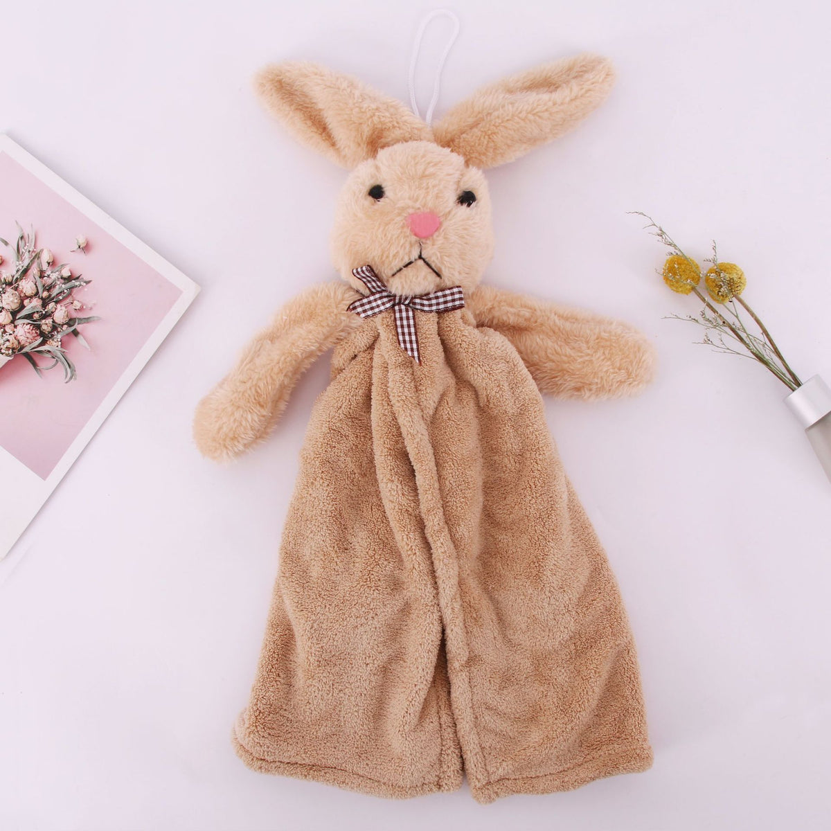 Coral Velvet Hanging Rabbit Towel