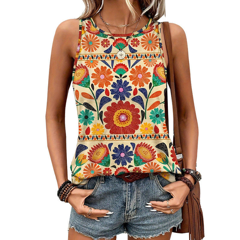 Summer Sleeveless Floral Vest For Women