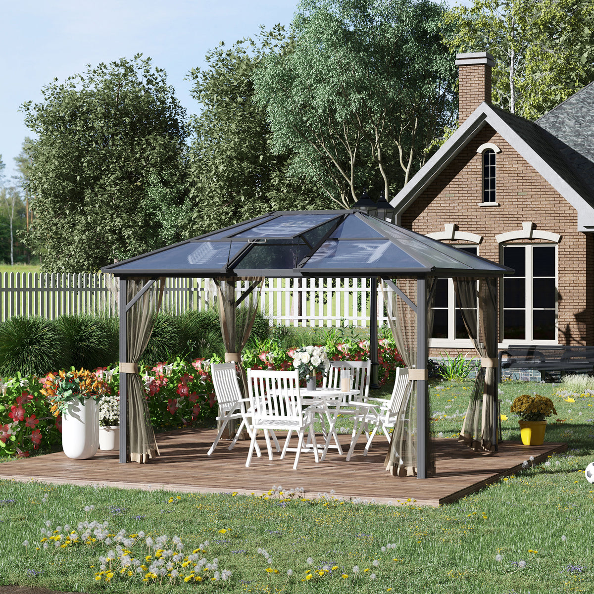 10' x 12' Hardtop Gazebo Canopy with Polycarbonate Roof