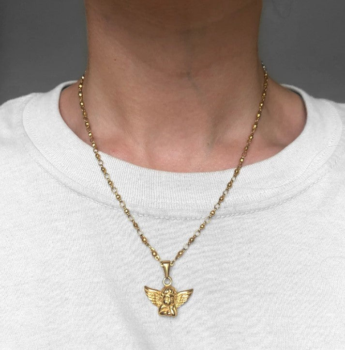 18k Genuine Gold Plated Angel Pendant Necklace