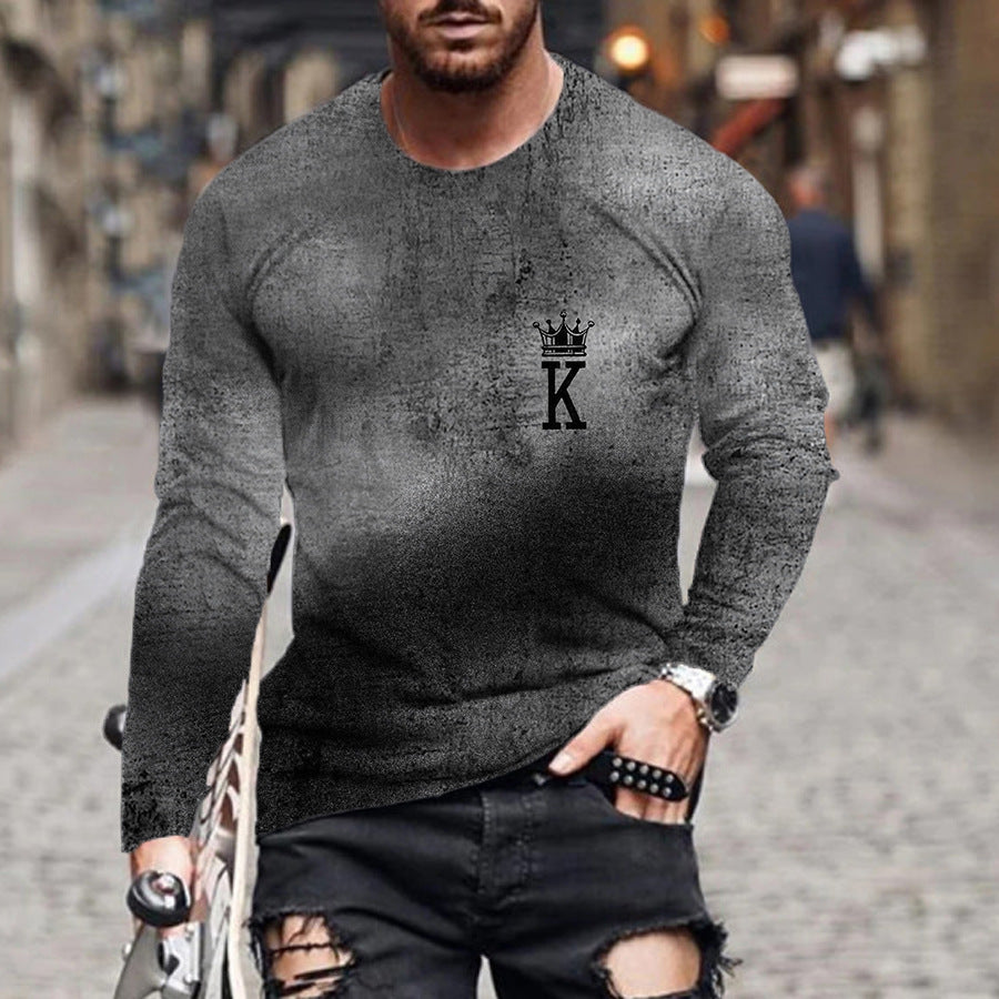 Men's Summer European And American New Fashion Casual Gradient Printing Letter K Male T-Shirt