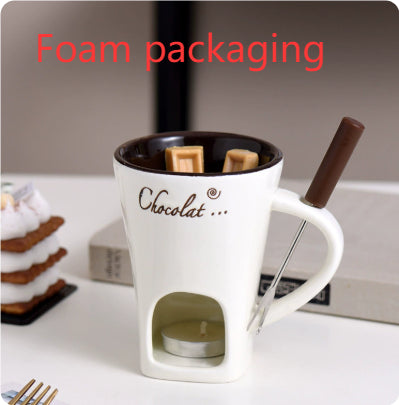 Fondue Mug Set Personal Mini Fondue Pots Chocolate Cheese Ice Cream Fondue Maker Kit Individual Butter Melter Cup Small Warmer Kitchen Gadgets