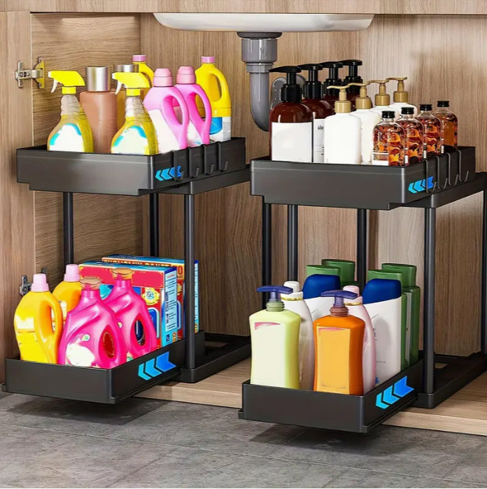 Sink Shelf Double-tier Sink-mounted Storage Rack, Kitchen Cabinet Shelving Unit, Multi-purpose Bathroom Storage Basket. ,1 Pack