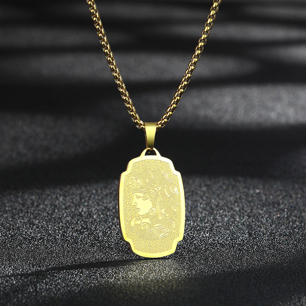 Ancient Greek Goddess Hera Medusa Pendant Stainless Steel Necklace