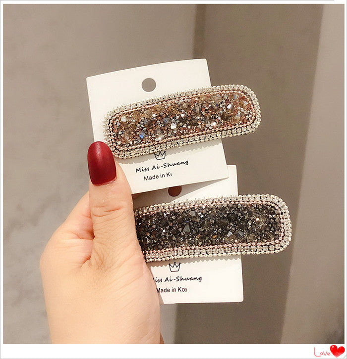 Girly Temperament Side Clip Net Red Rhinestone Broken Diamond Back Head