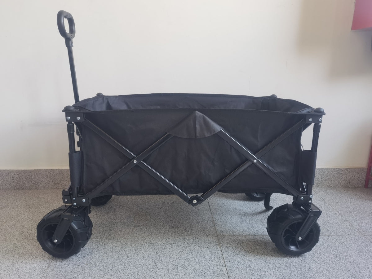 Heavy Duty Folding Beach Wagon Cart With Big Wheels & Adjustable Handle