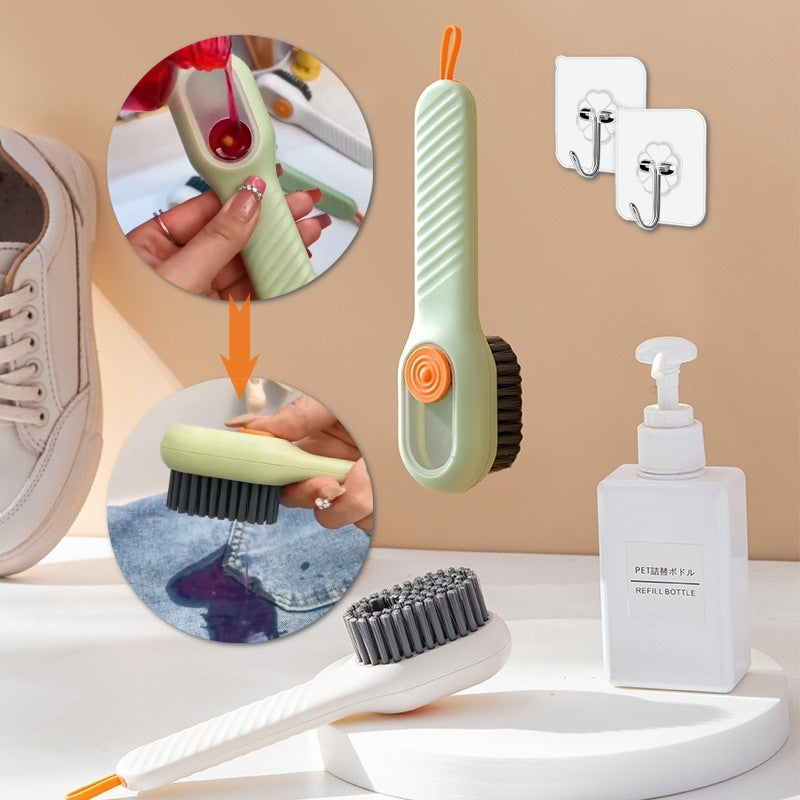 Multifunctional Soft-Bristled Shoe Brush Long Handle Brush Automatic Liquid Adding Shoe Clothing Board Brush Cleaning Tool