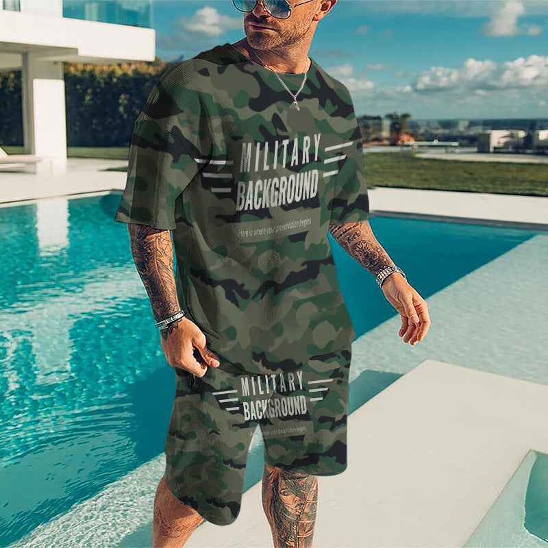 3D Digital Printing Men's T-Shirt Sports Suit