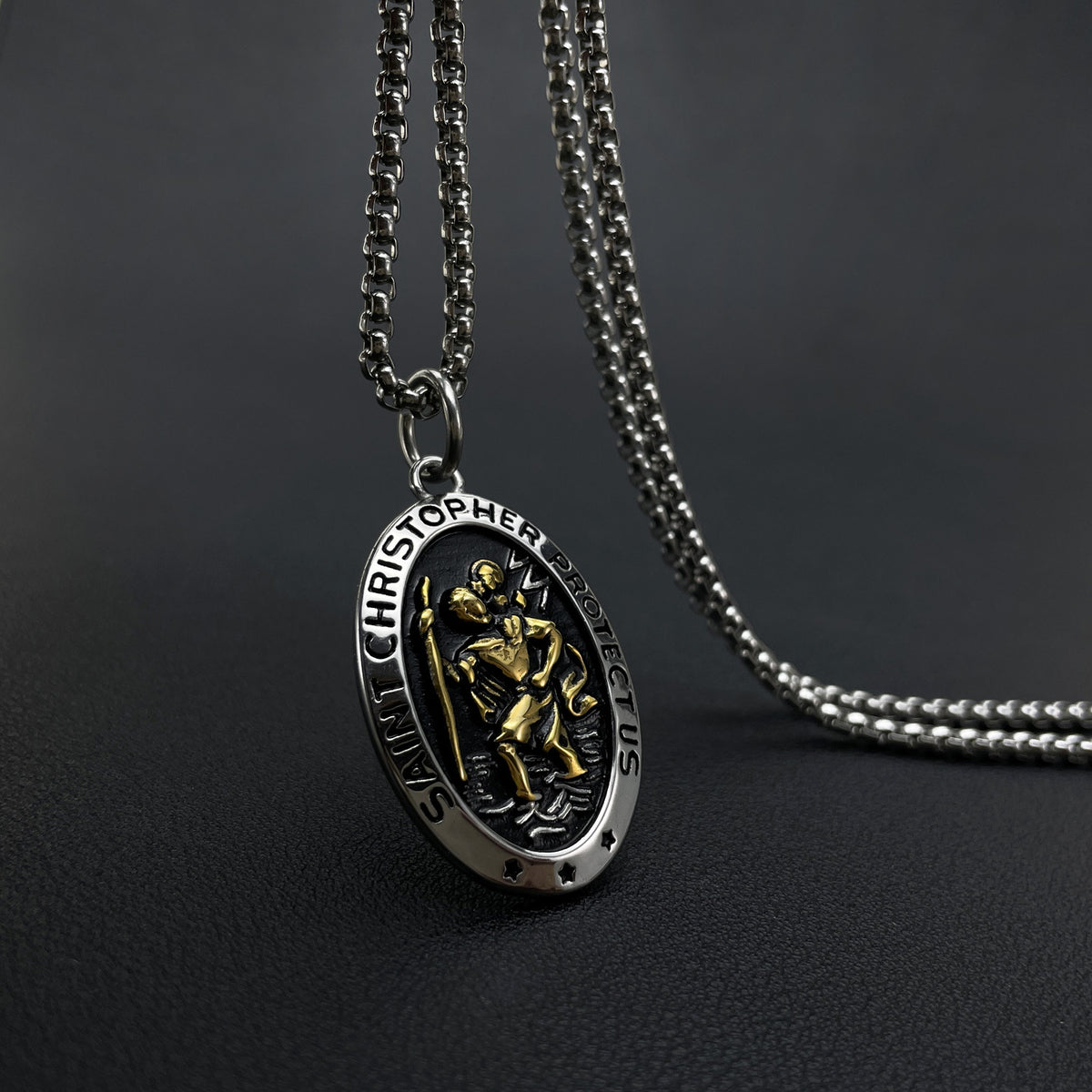 Stainless Steel St Christopher Men's Necklace