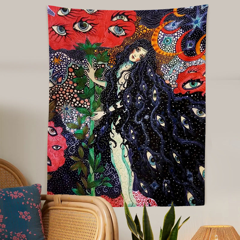 Botanical Celestial Floral Tapestry Hippie Eye Wall Rug