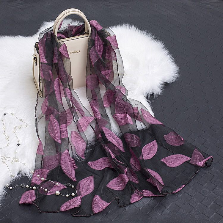 Cut Flowers Hollow Silk Scarf Simulation Silk Scarf