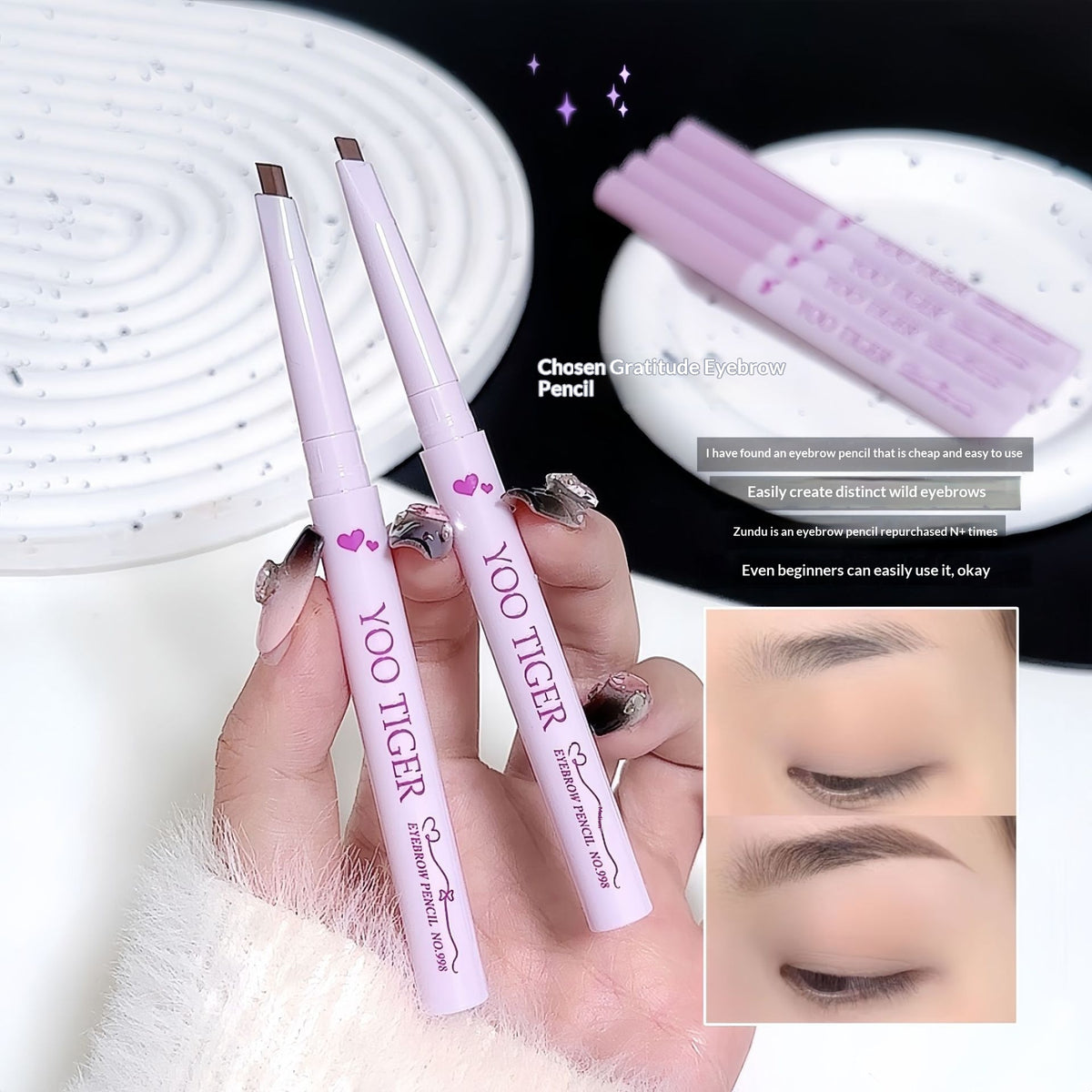 Ultra-Fine Dual-Tip Triangular Eyebrow Pencil For A Natural Brow Shape