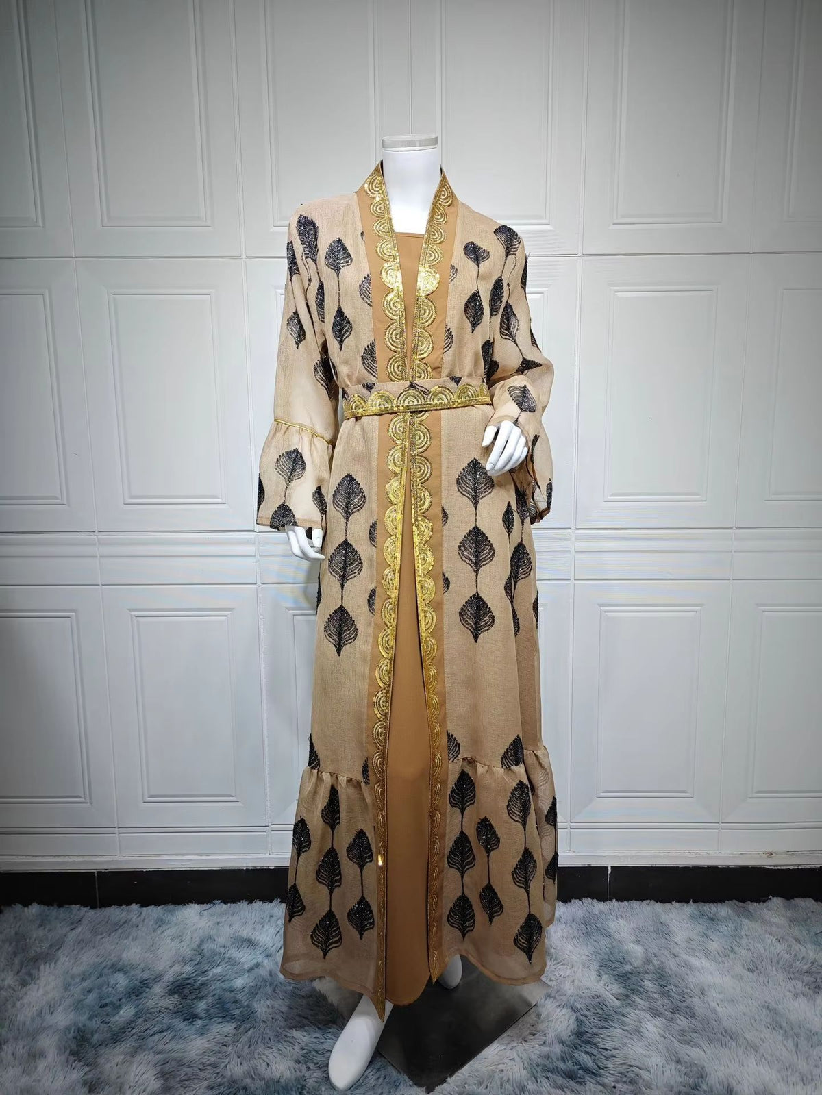 Middle East Arab Dubai Robe Mesh Embroidery Dress