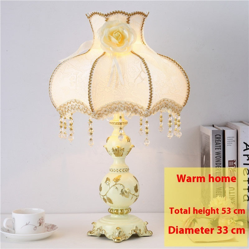 European-Style Romantic Warm Light Bedroom Table Lamp