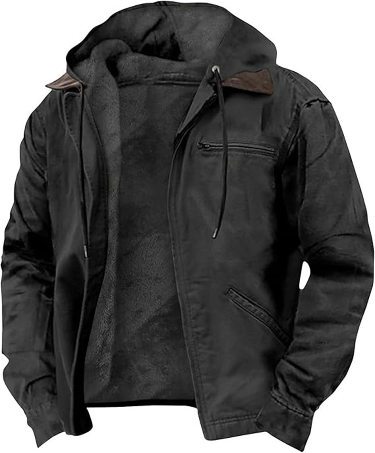 Fleece-Lined Thick Winter Clothes Winter Men's Thick Velvet Cotton-Padded Jacket with Pockets