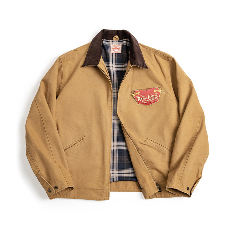Canvas Turn-Down Collar Coat Men's Autumn