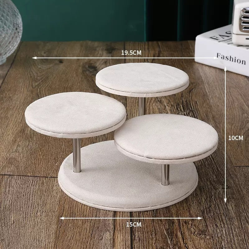 Three Disc Velvet Jewelry Cabinet