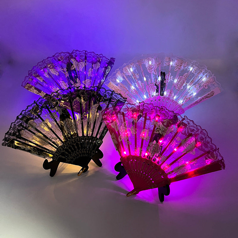 Rose Lace LED Luminous Folding Fan