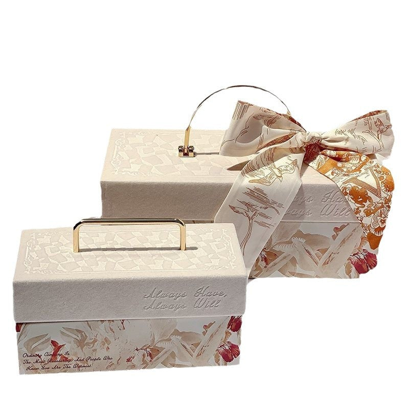 Velvet Embossed Metal Portable Gift Box