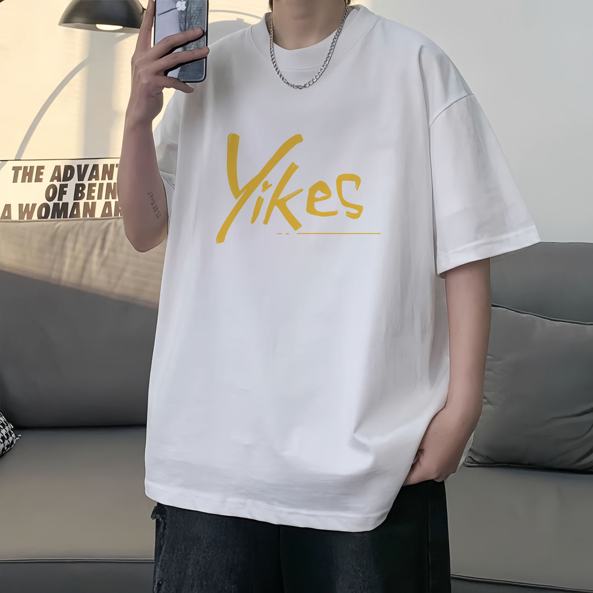 Short-Sleeved T-shirt Men's Cotton Printed Top