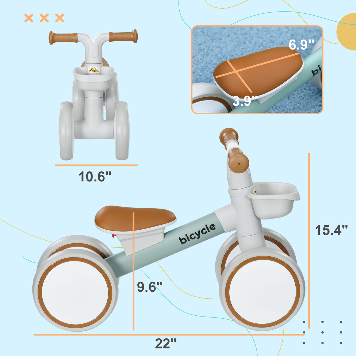 Balance Bike for Toddlers 1-3 Years with Adjustable Seat