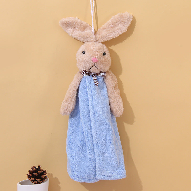 Coral Velvet Hanging Rabbit Towel