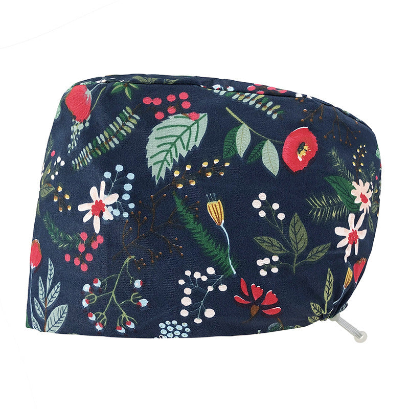 Printed Operating Room Hat Nurse Bead Caps Female Doctor's Cap Stomatology Department Plus Clinch Cap ICU Nurse Hat