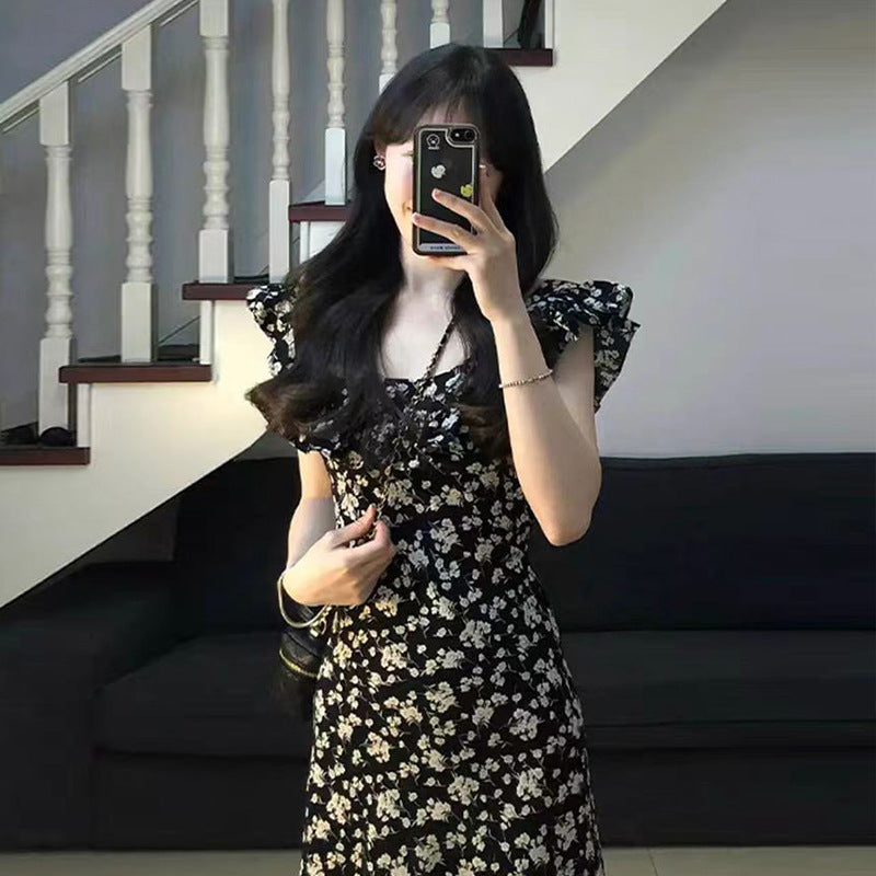 Female Casual Versatile Black Shivering Dress For Women Summer