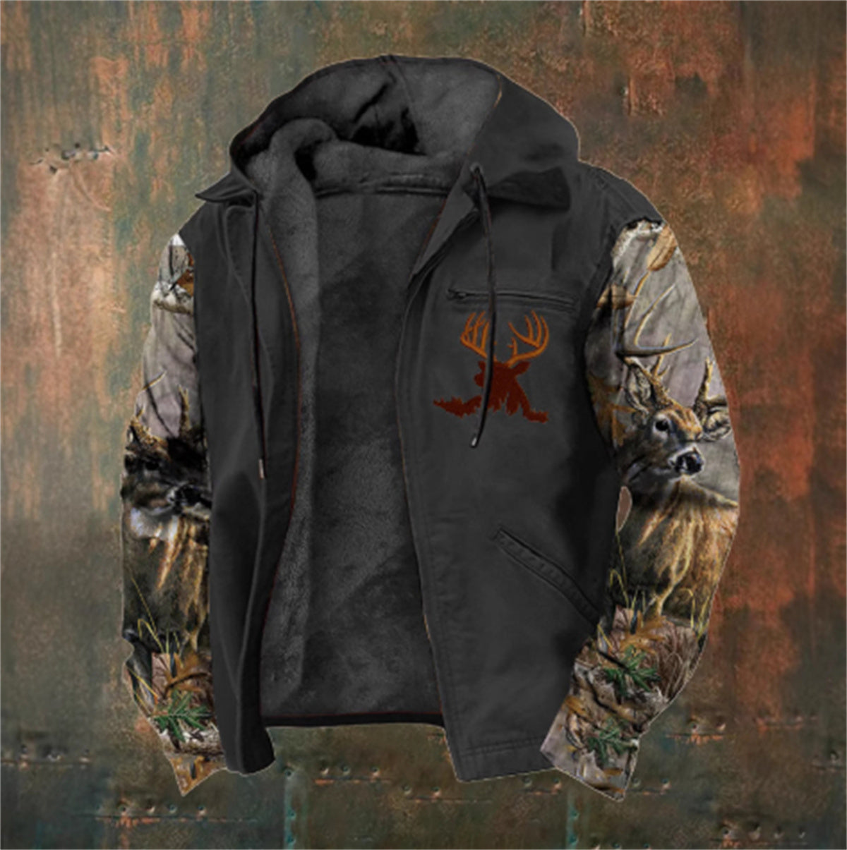 Fleece-Lined Thick Winter Clothes Winter Men's Thick Velvet Cotton-Padded Jacket with Pockets