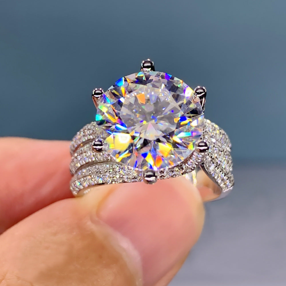 5 Karat Moissanite Six-Claw Luxurious Cluster Female