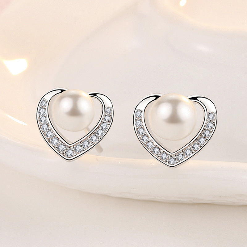 Pearl Studs Heart-shaped Earrings