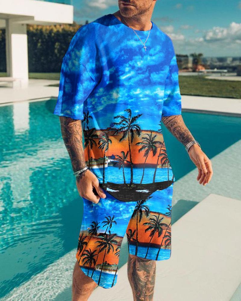 3D Digital Printing Men's T-Shirt Sports Suit