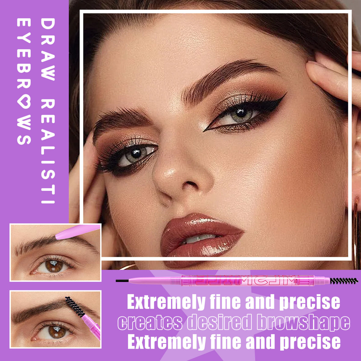 4-Color Double-Headed Eyebrow Pencil Waterproof And Sweat-Proof Long-Lasting