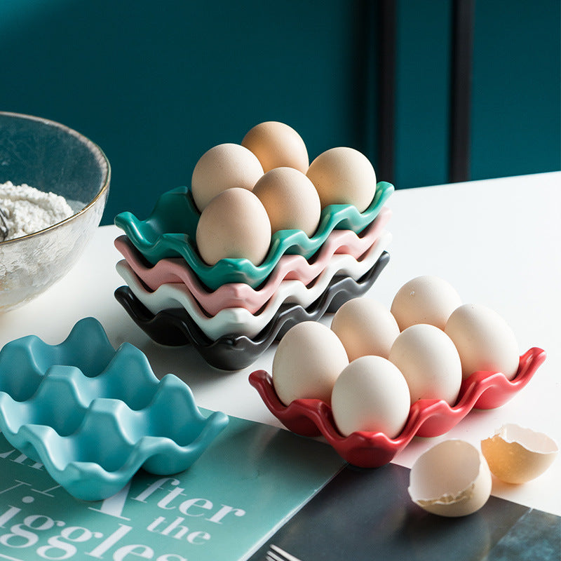 Home Kitchen Creative Ceramic Egg Grid Egg Rack