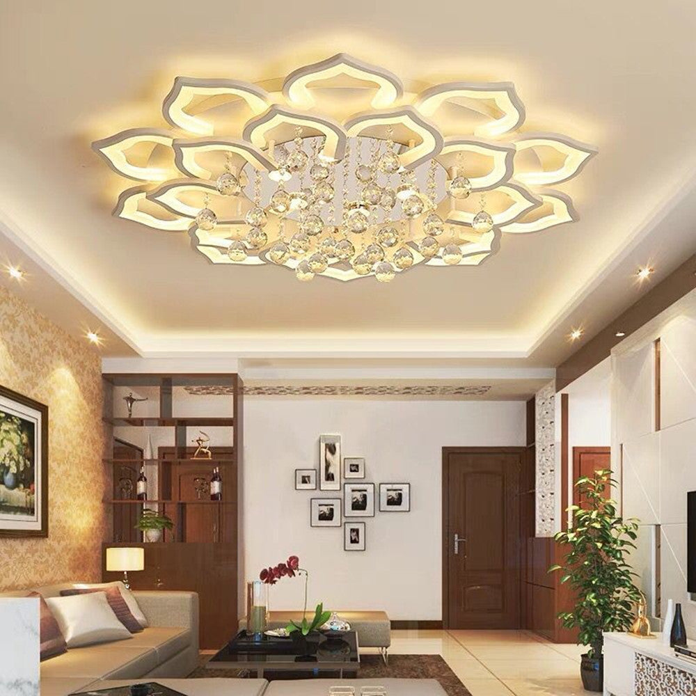 Living Room Lamp Simple Modern Led Creative Petal Crystal Hall