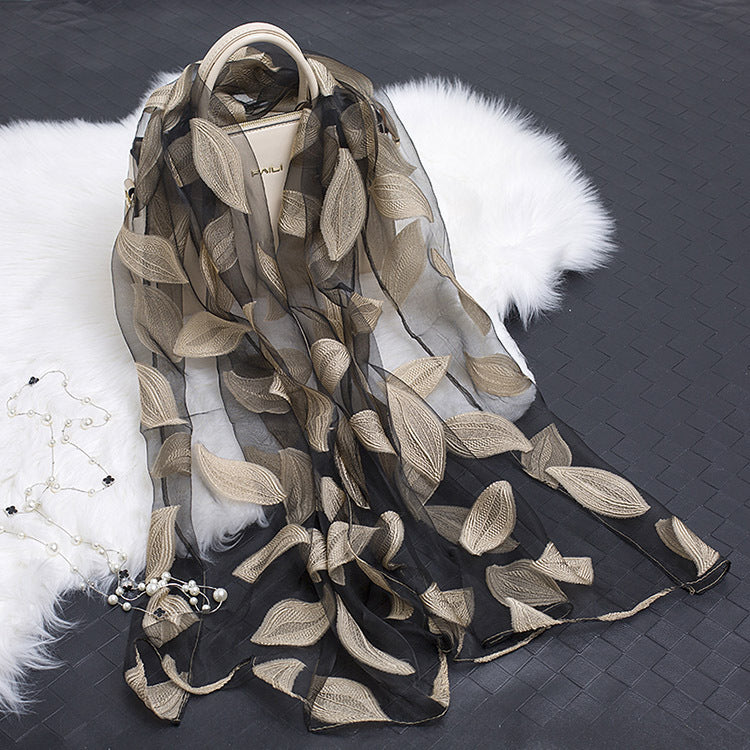 Cut Flowers Hollow Silk Scarf Simulation Silk Scarf