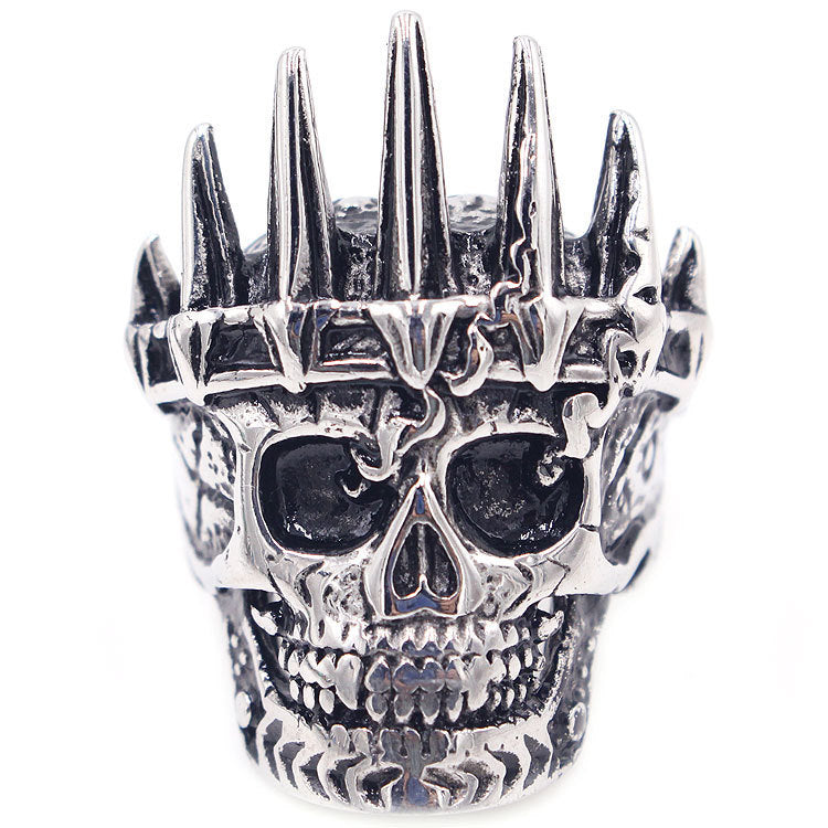 Exaggerated Punk Crown Skull Ring