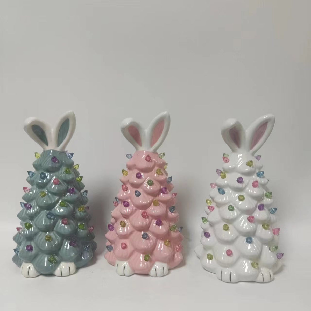 Easter Bunny Shape Ceramic Tree Decorations Spring Easter Bunny Glow Ornaments Easter Bunny Tree