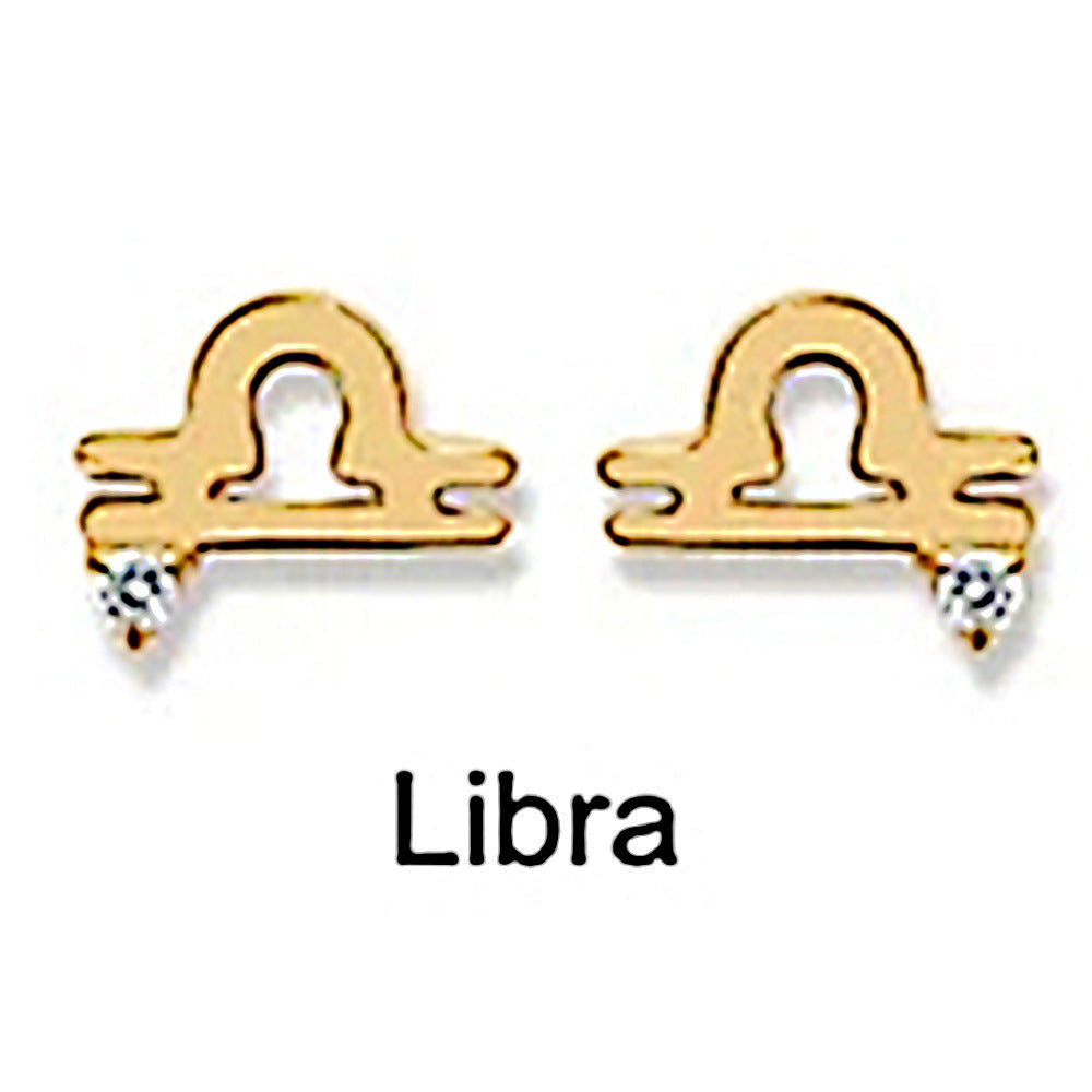 Fashion Ins Style Mini Glossy Twelve Constellation S925 Sterling Silver Personalized Diamond Constellation Stud Earrings