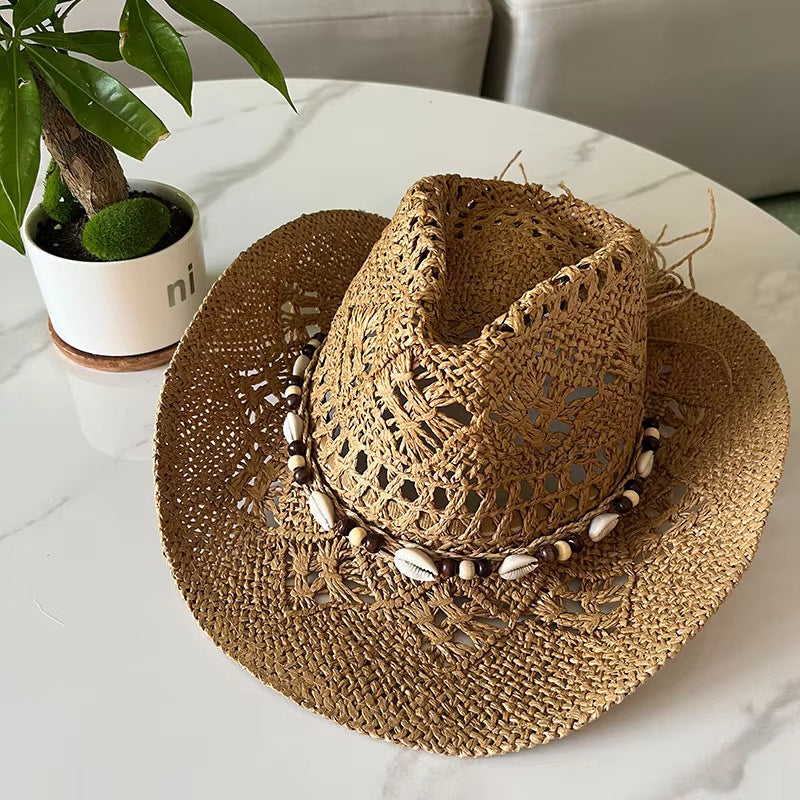 Bohemian Shell Straw Summer Beach Ethnic Style Hollow Sun Hat