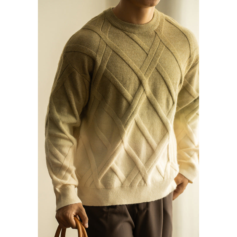 Diamond Lattice Jacquard Gradient Sweater
