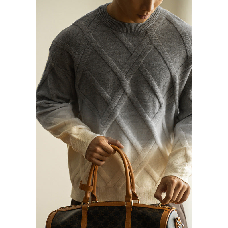 Diamond Lattice Jacquard Gradient Sweater