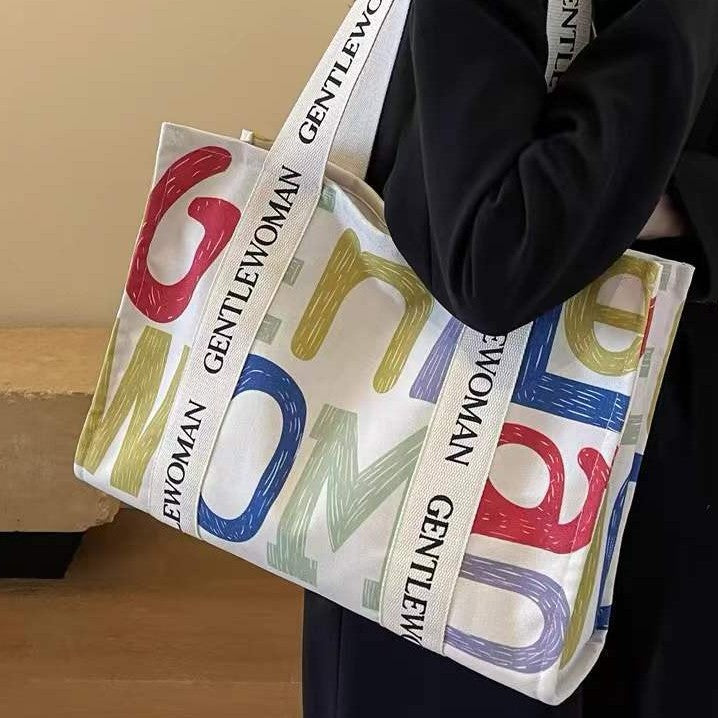 Large Capacity Canvas Women's Travel Tote Portable Shopping Bag