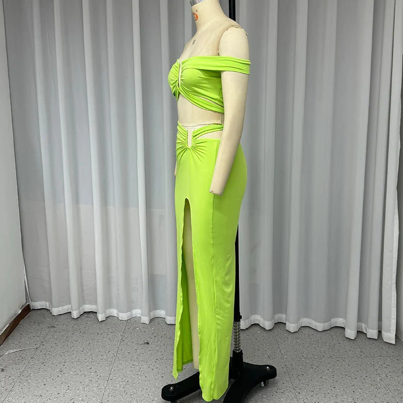 Women's Midriff Outfit Long Skirt Two-Piece Set