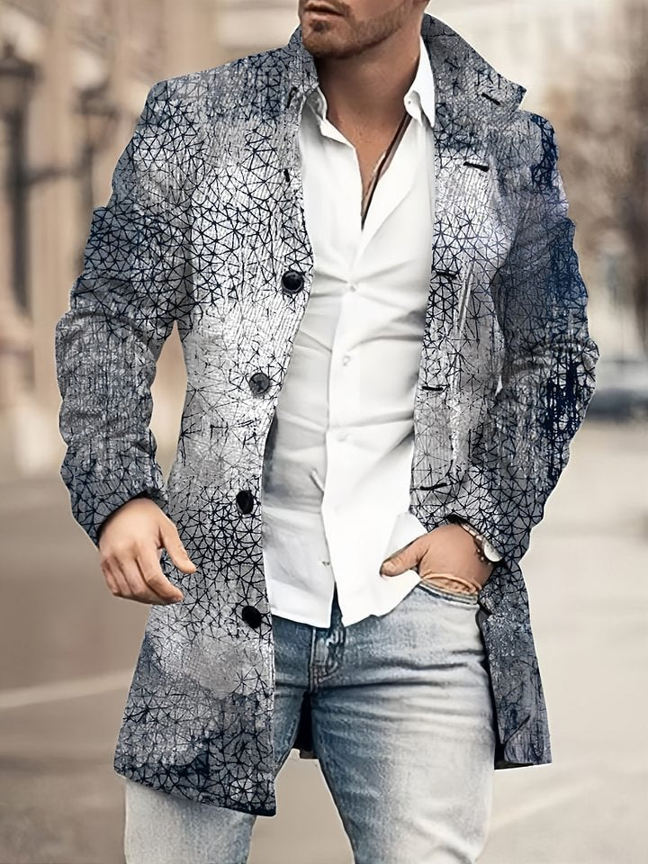 Casual Coat Woolen Printed Fashionable Jacket Men